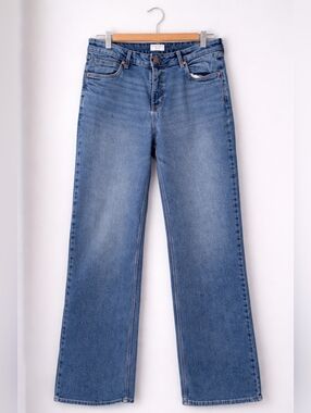 Sanctuary Denim Wide Leg Jeans Size 8 Blue High Rise Stretch